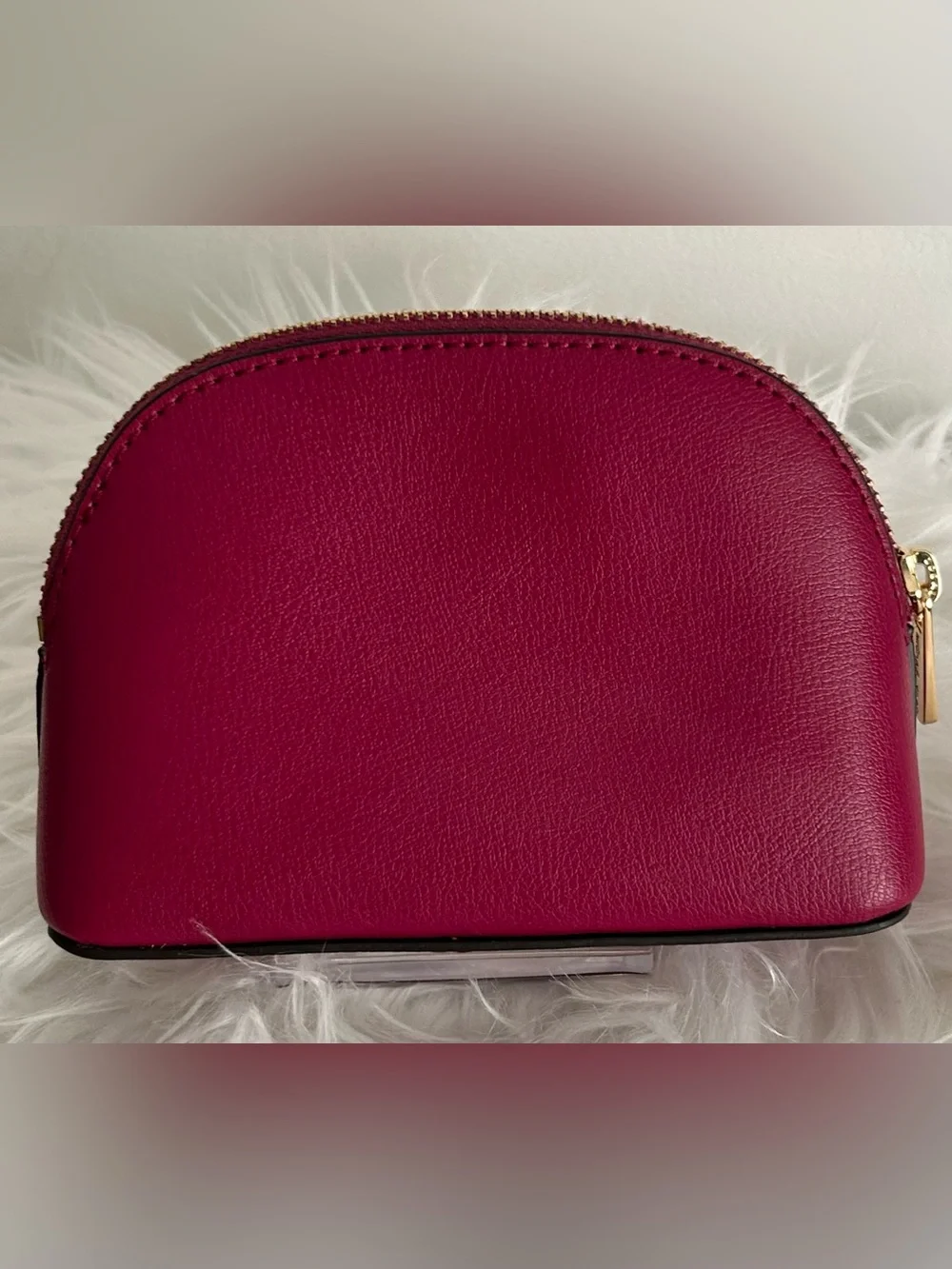 Michael Kors Jet Set Travel Leather Cosmetic Case Makeup Bag Fuchsia Pink Pouch